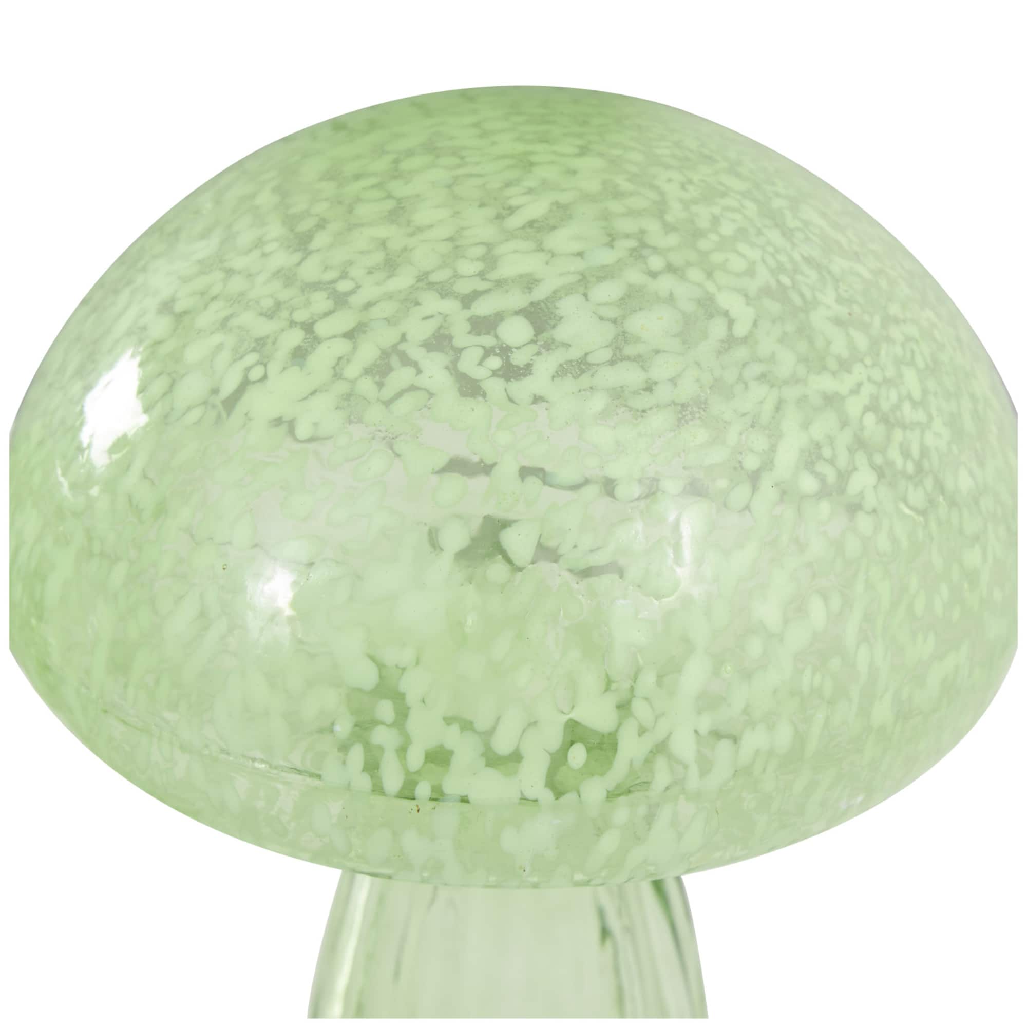 Green Textured Glass Mushroom Sculpture Set